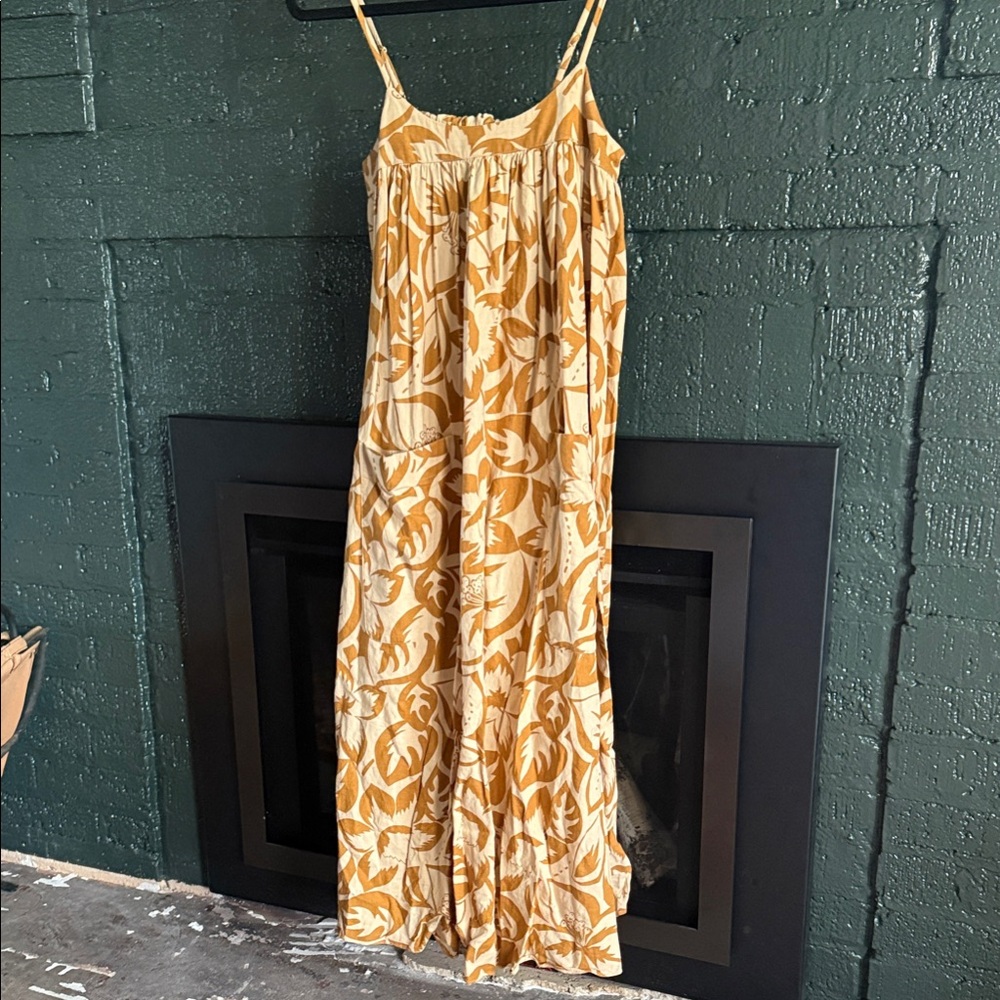 Madewell XXS Yellow Floral Spaghetti Strap Maxi Dress